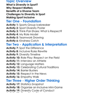 Respect For Diversity In Sport Worksheet Activity Booklet