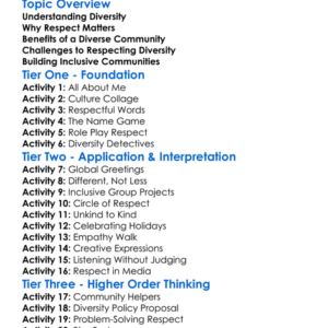 Respect For Diversity Worksheet Activity Booklet