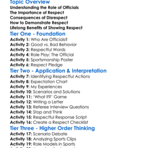 Respect For Officials And Referees Worksheet Activity Booklet