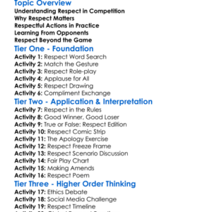 Respect For Opponents Worksheet Activity Booklet