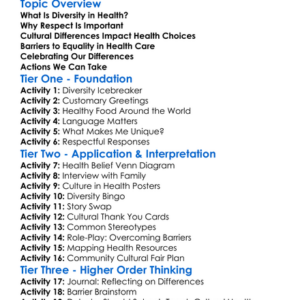 Respecting Diversity In Health Worksheet Activity Booklet
