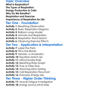 Respiration And Energy Production Worksheet Activity Booklet