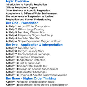 Respiration In Aquatic Animals Worksheet Activity Booklet