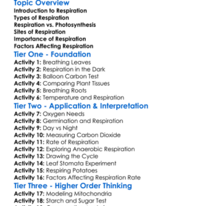 Respiration In Plants Worksheet Activity Booklet