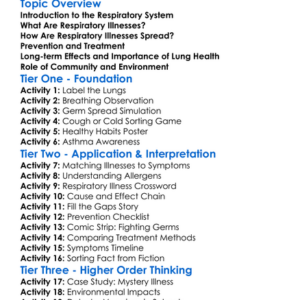 Respiratory Illnesses Worksheet Activity Booklet