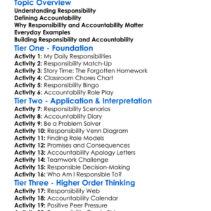 Responsibility And Accountability Worksheet Activity Booklet