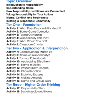 Responsibility And Blame Worksheet Activity Booklet