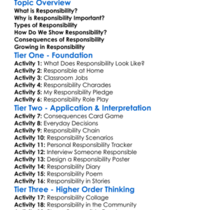 Responsibility Worksheet Activity Booklet