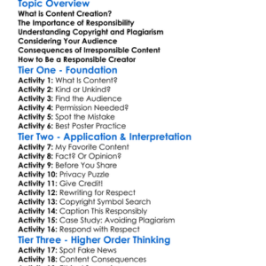 Responsible Content Creation Worksheet Activity Booklet