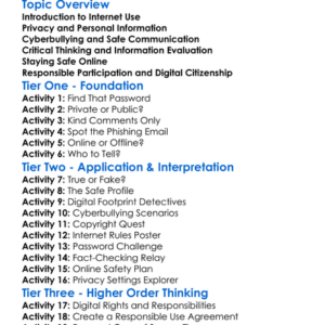 Responsible Internet Use Worksheet Activity Booklet