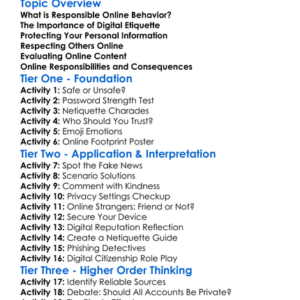 Responsible Online Behavior Worksheet Activity Booklet