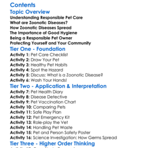 Responsible Pet Care And Zoonotic Diseases Worksheet Activity Booklet
