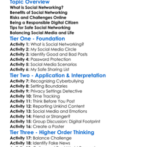 Responsible Social Networking Worksheet Activity Booklet