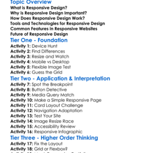Responsive Design Basics Worksheet Activity Booklet