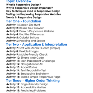 Responsive Design Concepts Worksheet Activity Booklet