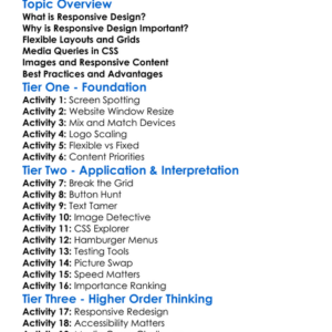 Responsive Design Principles Worksheet Activity Booklet