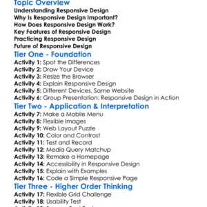 Responsive Design Worksheet Activity Booklet