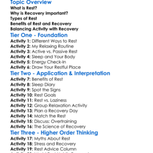 Rest And Recovery Worksheet Activity Booklet