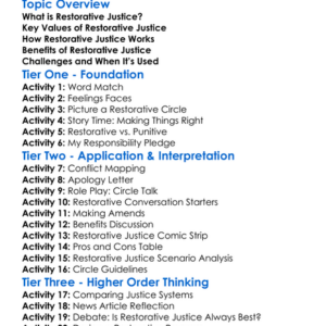 Restorative Justice Worksheet Activity Booklet