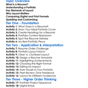 Resume And Portfolio Layout Worksheet Activity Booklet