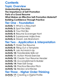 Resume And Self-Promotion Materials Worksheet Activity Booklet