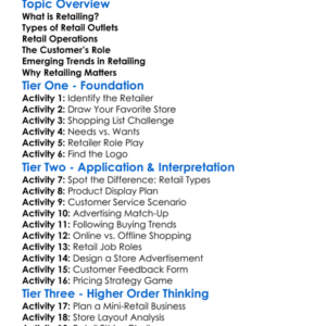 Retailing Fundamentals Worksheet Activity Booklet