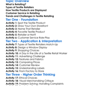 Retailing Textile Products Worksheet Activity Booklet