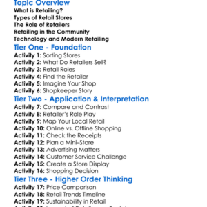 Retailing Worksheet Activity Booklet