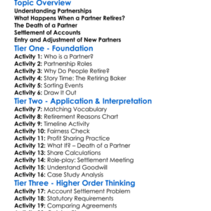 Retirement And Death Of A Partner Worksheet Activity Booklet