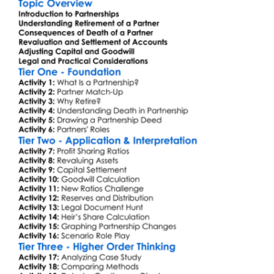 Retirement Or Death Of A Partner Worksheet Activity Booklet
