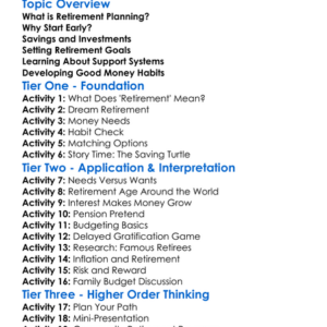 Retirement Planning Basics Worksheet Activity Booklet