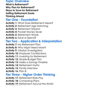 Retirement Planning Worksheet Activity Booklet