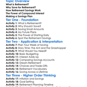 Retirement Savings Basics Worksheet Activity Booklet