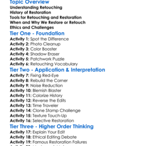 Retouching And Restoration Worksheet Activity Booklet