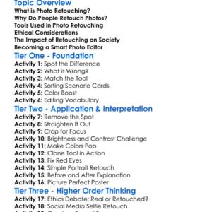 Retouching Photographs Worksheet Activity Booklet