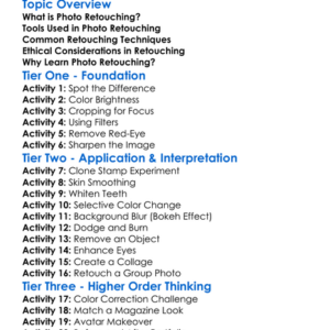 Retouching Photos Worksheet Activity Booklet