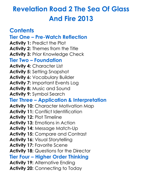 Revelation Road 2 The Sea Of Glass And Fire 2013 Worksheet Activity Booklet