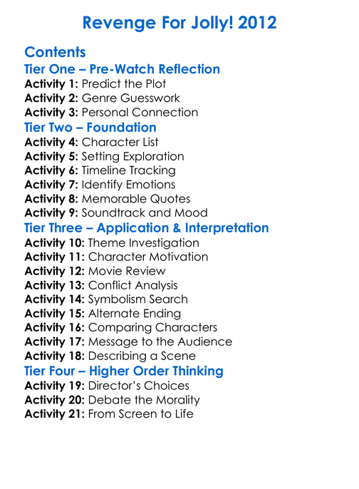 Revenge For Jolly 2012 Worksheet Activity Booklet