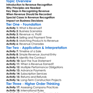 Revenue Recognition Principles Worksheet Activity Booklet
