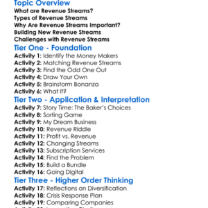 Revenue Streams Worksheet Activity Booklet