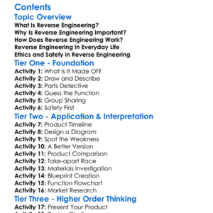 Reverse Engineering Existing Products Worksheet Activity Booklet