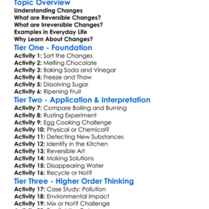 Reversible And Irreversible Changes Worksheet Activity Booklet