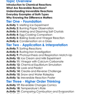 Reversible And Irreversible Reactions Worksheet Activity Booklet
