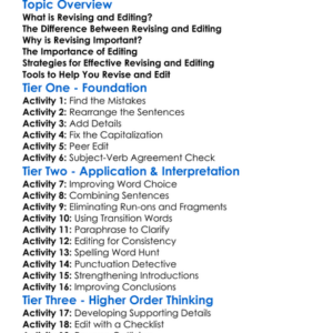 Revising And Editing Worksheet Activity Booklet