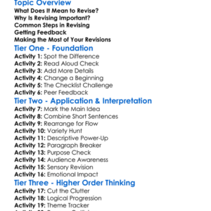 Revising Drafts Worksheet Activity Booklet
