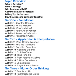 Revision And Editing Worksheet Activity Booklet