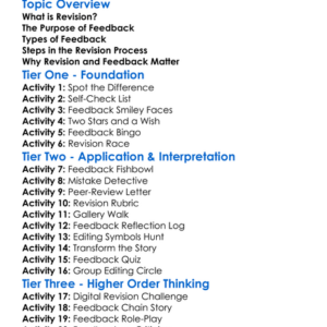 Revision And Feedback Process Worksheet Activity Booklet