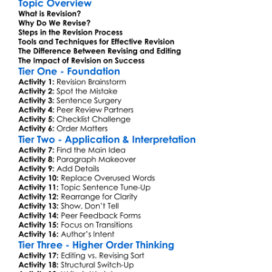Revision Process Worksheet Activity Booklet