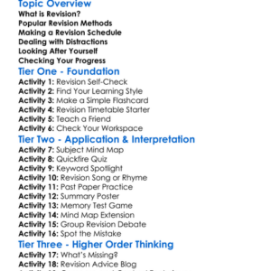 Revision Techniques Worksheet Activity Booklet