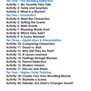 Revolting Rhymes Roald Dahl Worksheet Activity Booklet